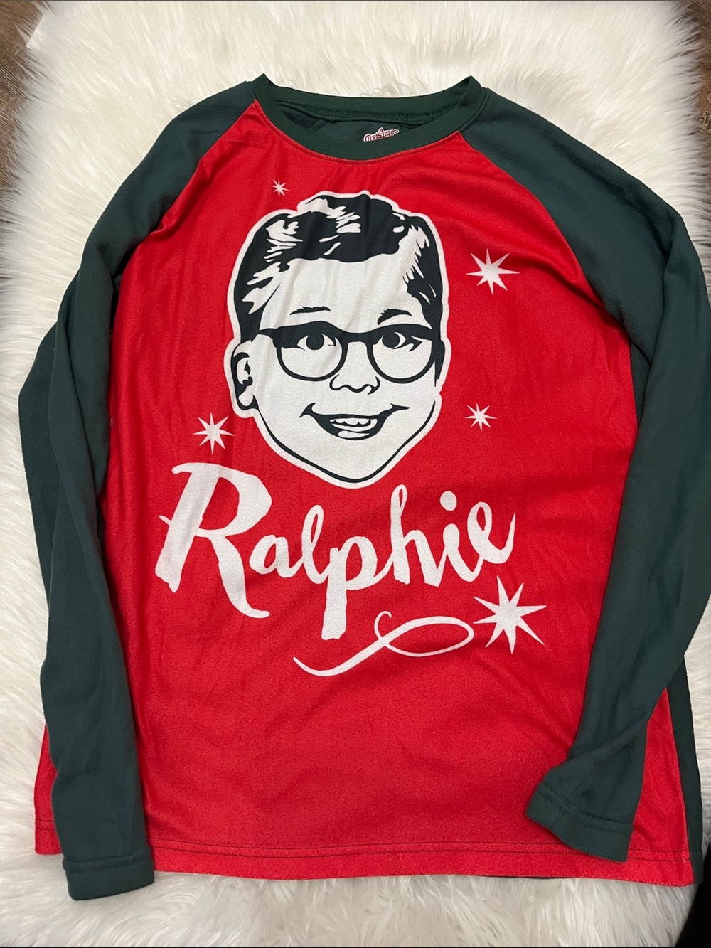 Ralphie Red & Dark Green Long-Sleeve Pajama Shirt